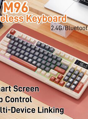 FreeWolf M96 Wireless Keyboard with Screen,Gaming Keyboard B