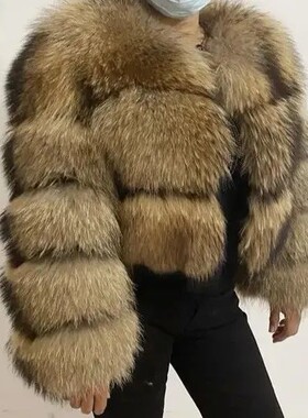 Women Fake Raccoon Fur Jacket Autumn Winter Faux Fur Fox Coa