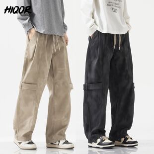 Spring Summer New In Man Straight Cargo Pants Loose Fit Plus