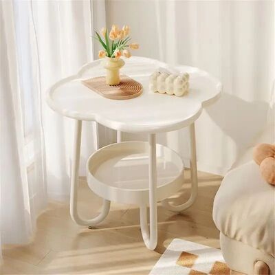 End Table Flower Side Table Coffee Table with Rolling Base,E