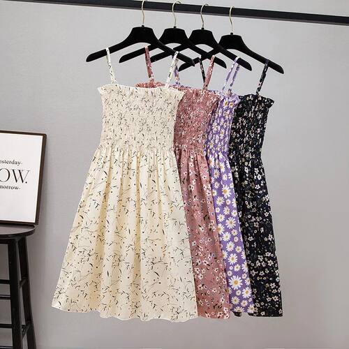 Summer Mini Dresses Fashion Female Elastic High Waist Casual