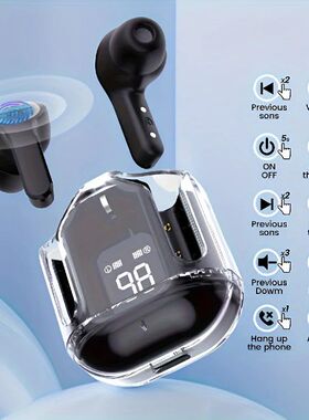 Transparent Wireless Earbuds with LED Display, ENC Noise Can