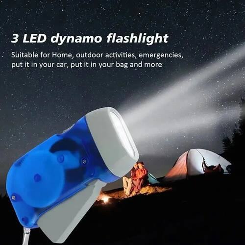 3 LED Hand Pressing Dynamo Crank Power Wind Up Flashlight To