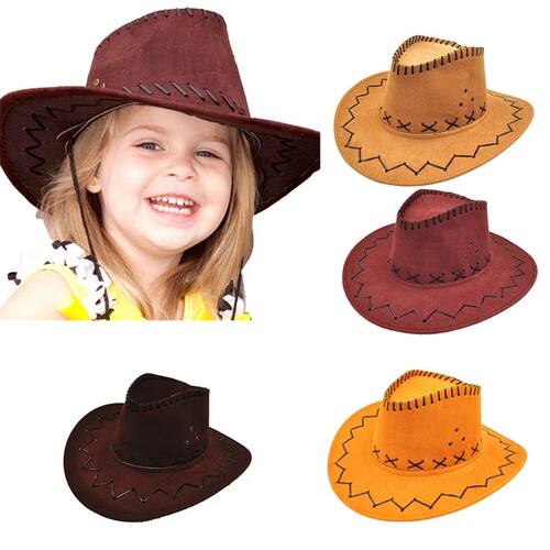 New Kids Western Cowboy Hat Curved Brim Outdoor Toddler Sun