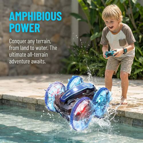 New LED Amphibious RC car Dual remote control waterproof stu