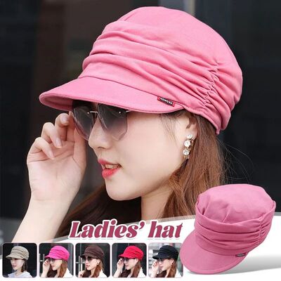New Korean Style Pleated Visor Cap For Women Adjustable Hat
