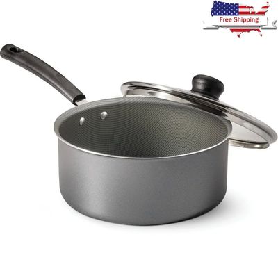 Nonstick Covered Sauce Pan 3 Quart Aluminum Dishwasher Safe