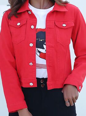 Jeans Jacket and Coats for Women 2024 Autumn Candy Color Cas