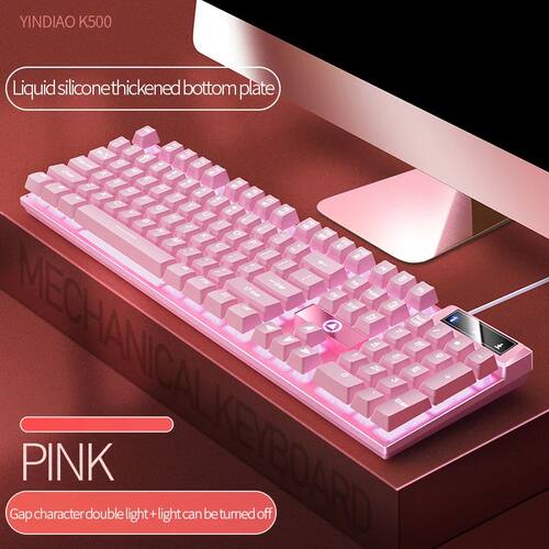 K500 Pink Keyboard Mixed Color White Pink Keycaps 104 Keys W