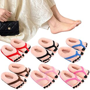 Funny Big Toe Shoes Cartoon Fuzzy Slippers Non Slip Winter W