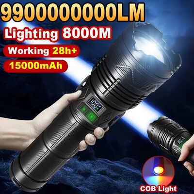 99000000LM 1500W Ultra Powerful Flashlight Rechargeable LED