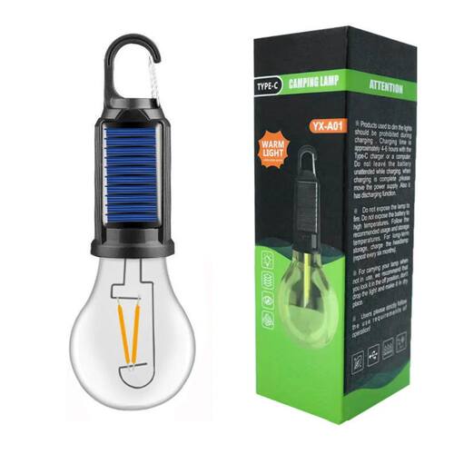 Portable Camping Bulb Light - Solar & Type-C Charging 3 Brig