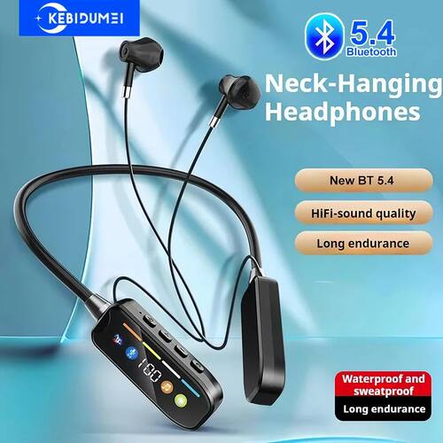 HD Screen Bluetooth 5.4 Headphones Neckband Earphones TWS Wi