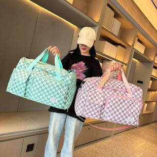 Fashion Large Capacity Checkerboard Pattern Duffle Handbag,