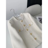 Coat Fashion end French High Tweed Button Gold Wool Short