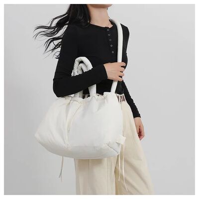 Casual nylon padded tote bag designer soft puffer women shou