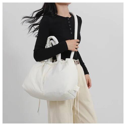 Casual nylon padded tote bag designer soft puffer women shou
