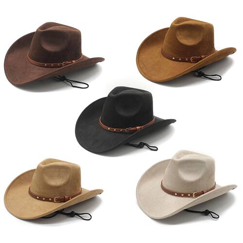 Women Men Vintage Western Cowgirl Hats with Buckle Belt Gent