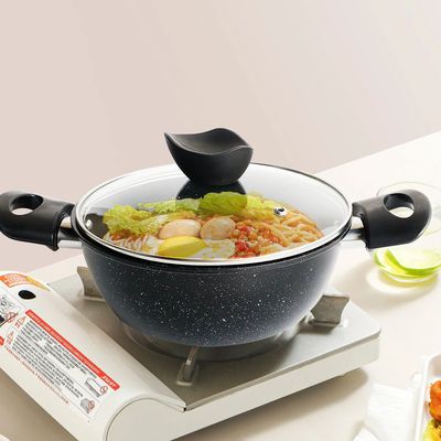 Non-stick Black Stockpot with Lid, Easy to Clean, Aluminum S