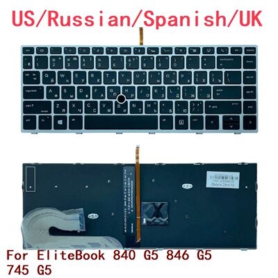 New US Russian Spanish  Laptop Backlit Keyboard For HP Elite