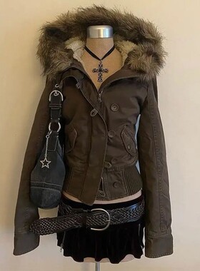 Fashion Outerwear Brown Jacket Women's Coats Slim Fit Vintag