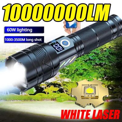 800W LED Flashlights 10000000 LM Powerful 2000mAh Battery Ta