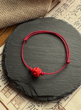 2025本命年纯天然朱砂红手绳转运