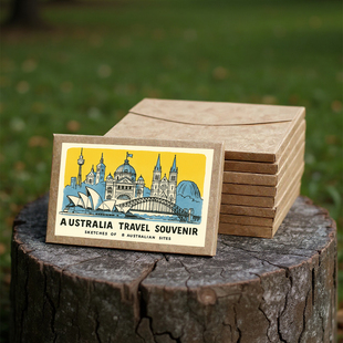 COLOR MASH原创插画 盒装8张复古怀旧澳大利亚单面牛皮明信片贺卡