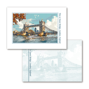 COLOR MASH原创插画英国旅游纪念明信片泰晤士河塔桥伦敦地标建筑