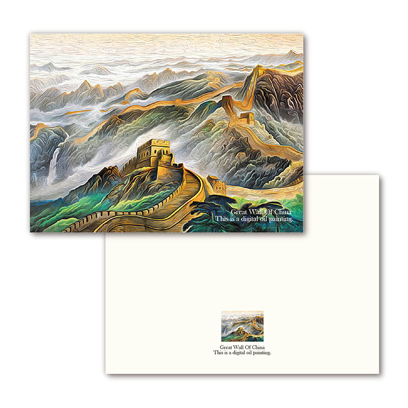 @ 插画作品 万里长城 中国北京旅游纪念 明信片 贺卡