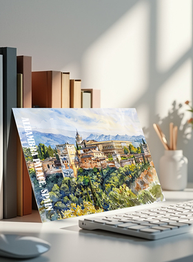 COLOR MASH原创 西班牙著名景点 阿尔罕布拉宫欧洲旅游纪念明信片