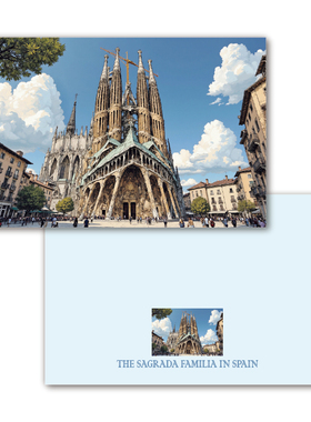 COLOR MASH原创插画 西班牙圣家堂大教堂明信片贺卡旅游纪念收藏