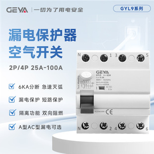 GYL9漏电保护器2P4P小型空气开关100A开关总闸剩余电流动作断路器