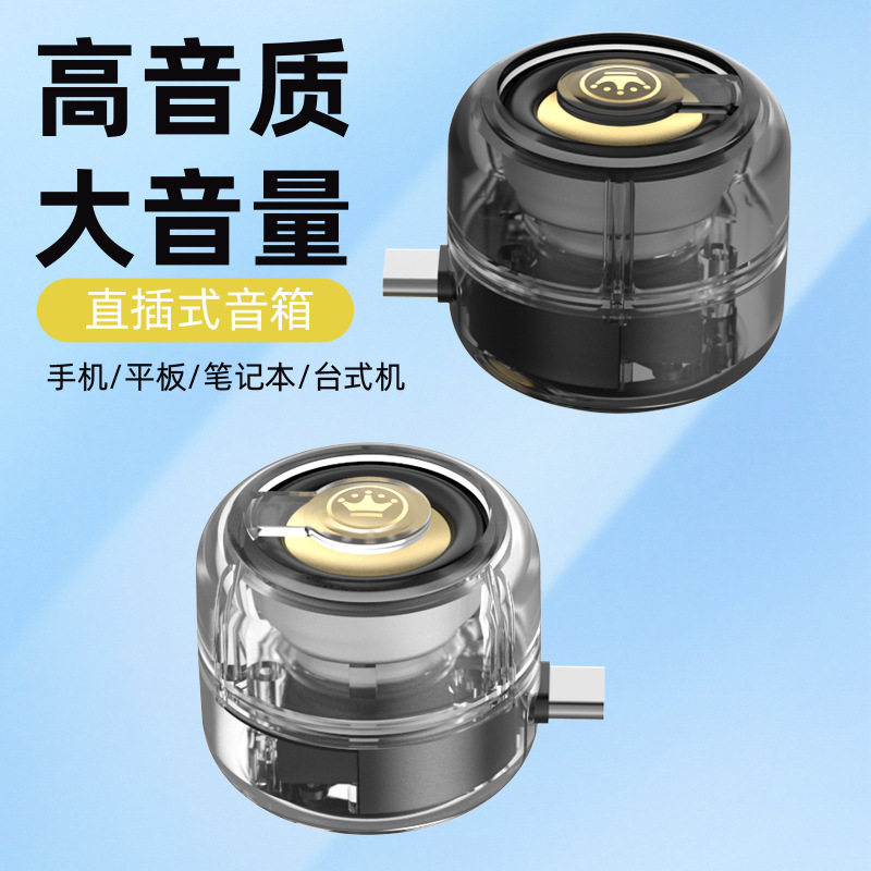 跨境直插式小音箱Type-c手机迷你播放器便携音响外放低音炮