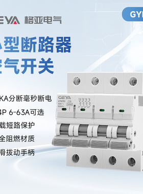 GEYA格亚GYM9H小型断路器1P4P 63A空气开关高分断10KA开关保护器