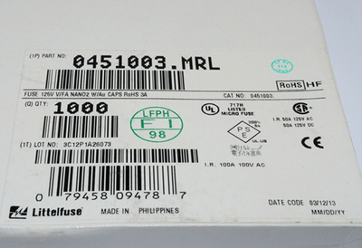 原装正品美国力特陶瓷保险丝0453.500MRL 1808-500mA 125V