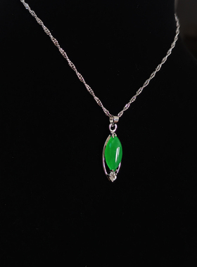 正品绿色马来玉吊坠项链水波链
