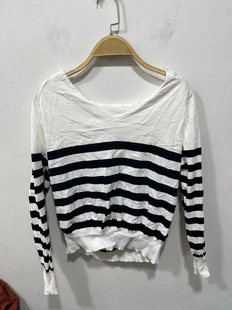 T恤针织衫 百搭休闲上衣潮牌短袖 条纹 时尚 亏本清货春夏女装