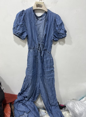 亏本清货春秋大码女装时尚百搭休闲潮牌天丝牛仔连体裤阔腿裤裙裤