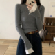 Closet法式 内搭修身 灰色喇叭袖 Alley 针织衫 女上衣2025新款 打底衫