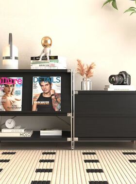 多功能黑色翻门杂志柜艺术豪斯翻门柜北欧客厅入户收纳日式落地架