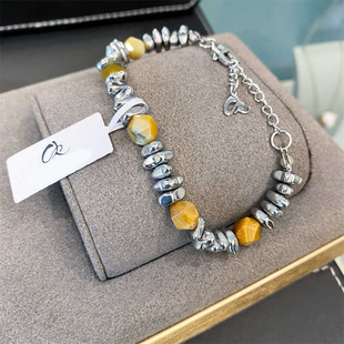 官方正品 KALRA高级拼接不规则碎银设计款 式 手链送男生礼物 CELIE