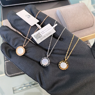 官方正品 KALRA罗马数字圆环女生锁骨链高级圆饼双面贝项链 CELIE