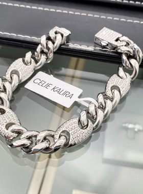 镶钻猪鼻咖啡豆古巴手链