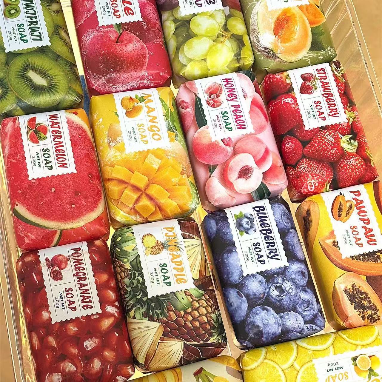 悦利加水果味香皂葡萄水蜜桃木瓜味香水肥皂洗澡洗手香氛车载香薰