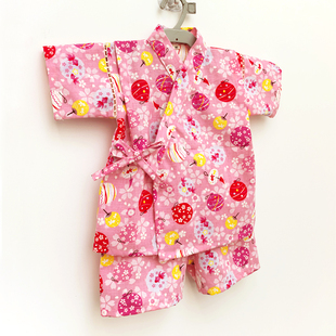 亲子日本甚平浴衣儿童和服套装樱花演出服夏季女宝睡衣家居服纯棉