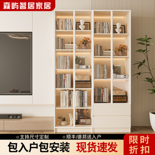 电视机边柜书柜展示柜玻璃柜家用收纳柜木质置物柜立柜储物柜带门