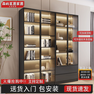 书柜展示柜玻璃柜置物柜靠墙展示柜格子柜定制立柜木柜客厅收纳柜