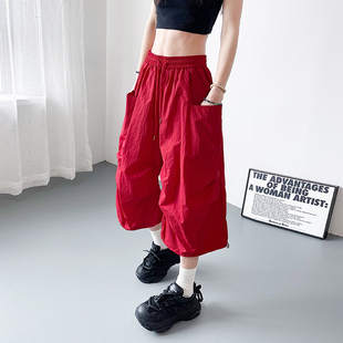 七分裤 冰丝速干裤 胖mm显瘦遮肉登山运动工装 大码 女 女2025春夏季