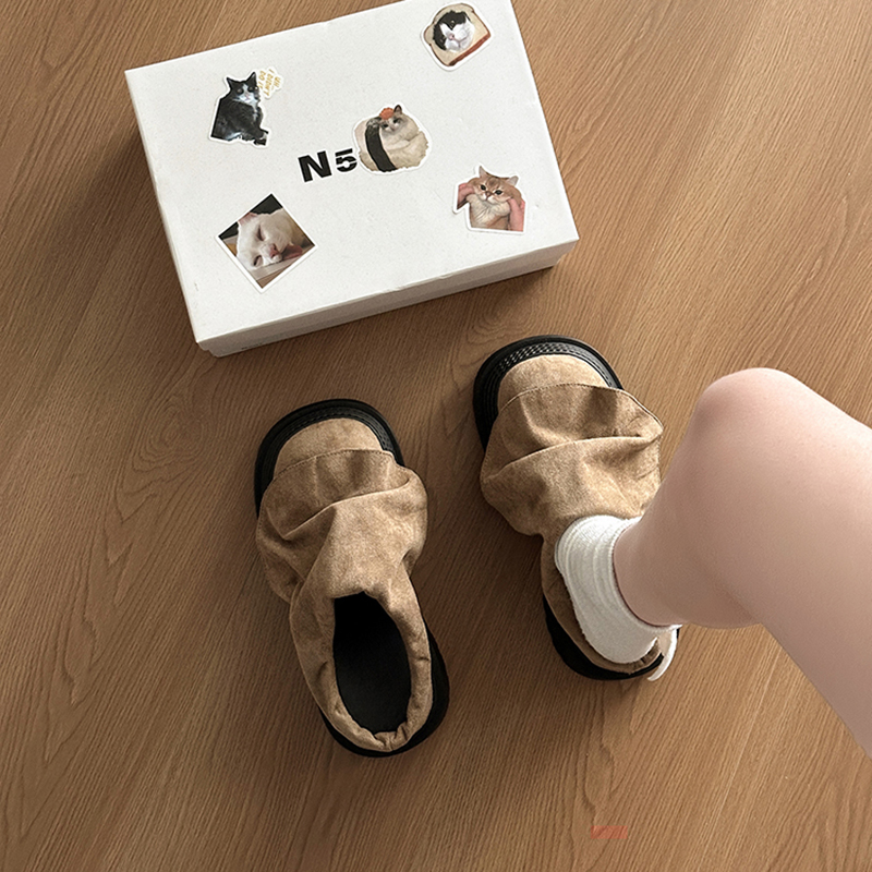 山吉荷叶边勃肯拖鞋女外穿2025